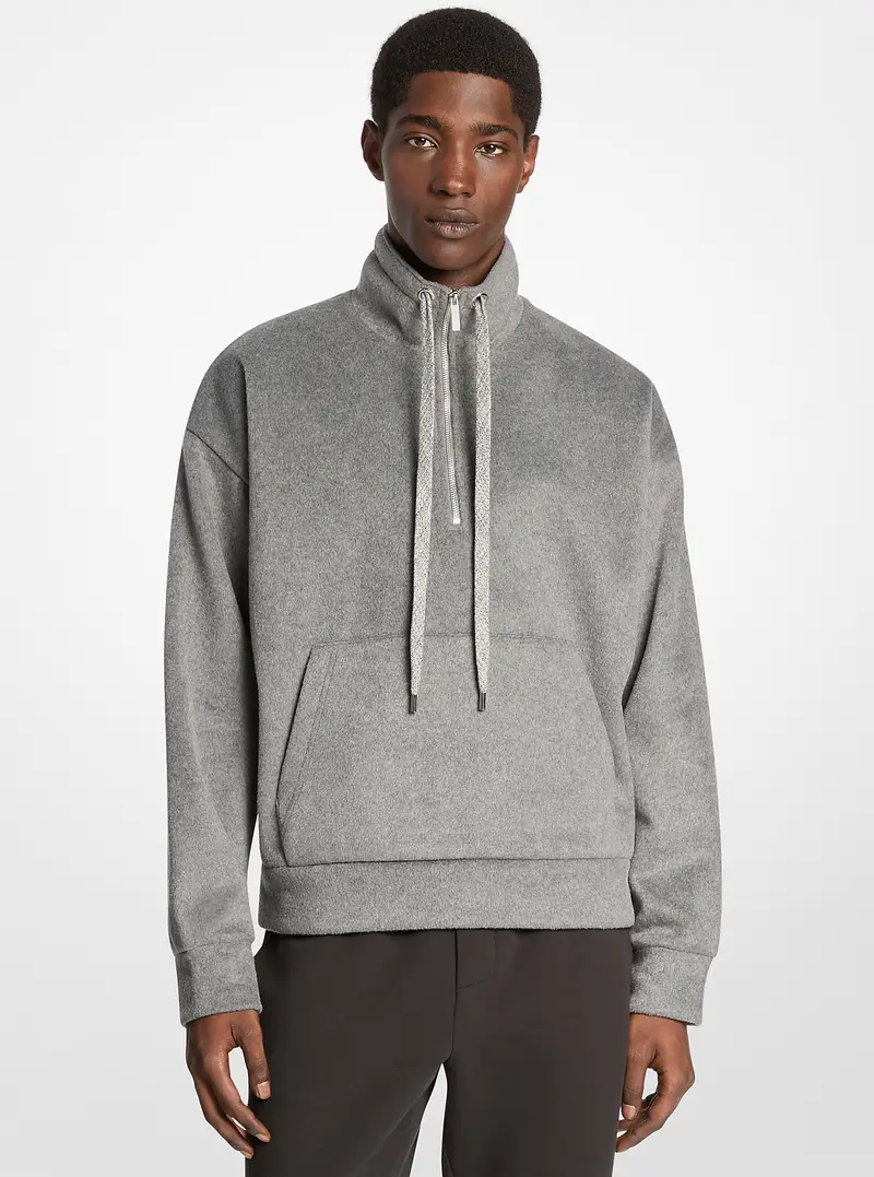 MK Pullover in flanella con mezza zip - Grigio - Michael Kors