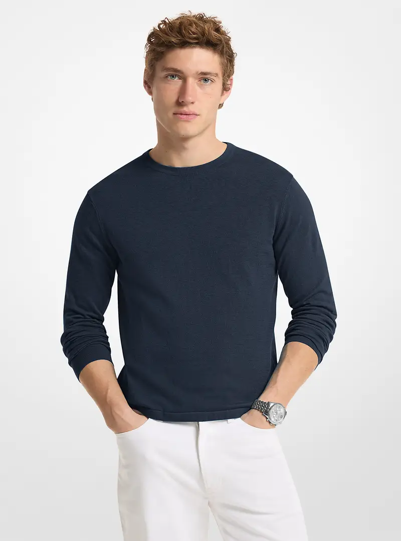 MK Pullover in jersey di cotone - Blu - Michael Kors miniatura 2