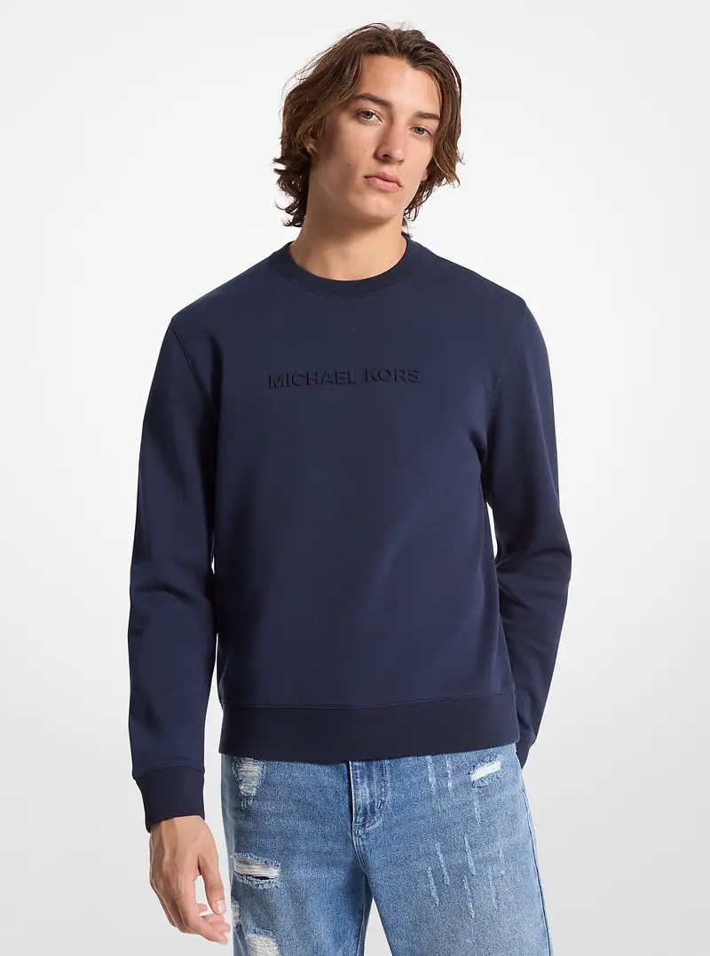 MK Pullover in misto cotone con logo - Blu - Michael Kors