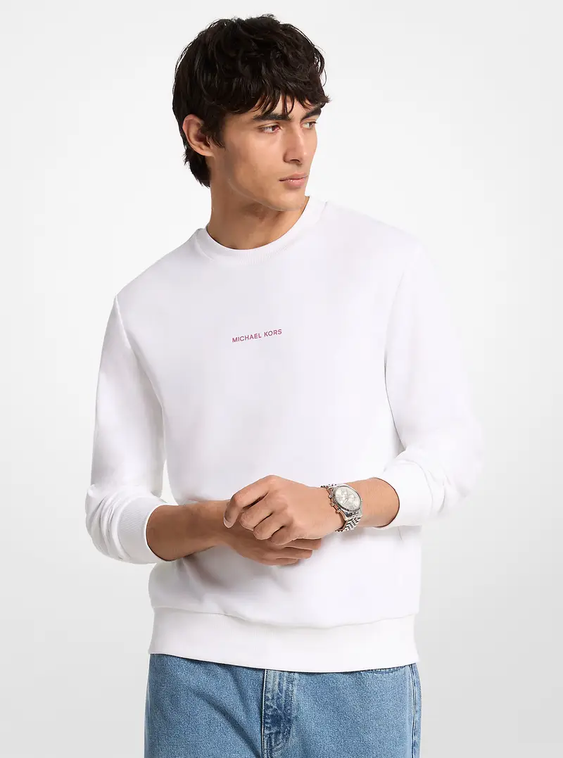 MK Pullover in misto cotone con logo e stampa - Bianco - Michael Kors miniatura 2