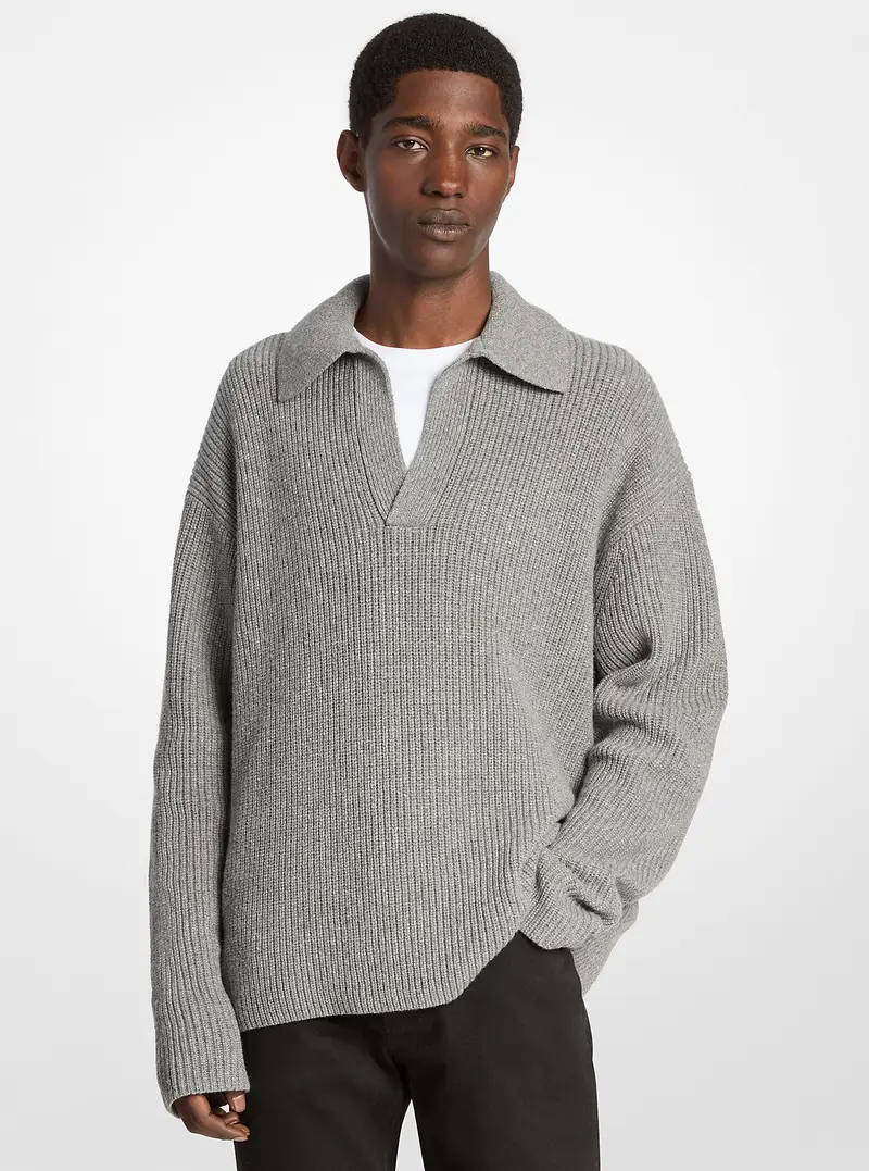 MK Pullover in misto lana a coste - Grigio - Michael Kors