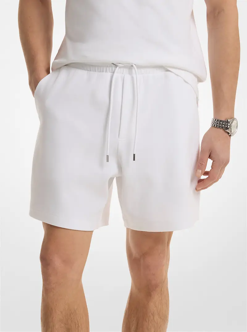 MK Shorts in misto cotone con tasche e logo - Bianco - Michael Kors