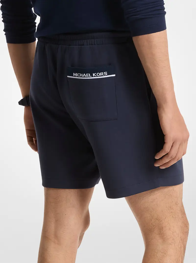 MK Shorts in misto cotone con tasche e logo - Blu - Michael Kors miniatura 2
