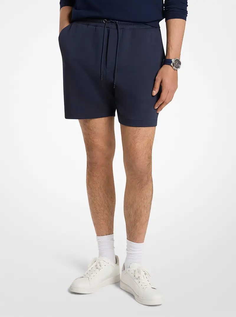 MK Shorts in misto cotone con tasche e logo - Blu - Michael Kors
