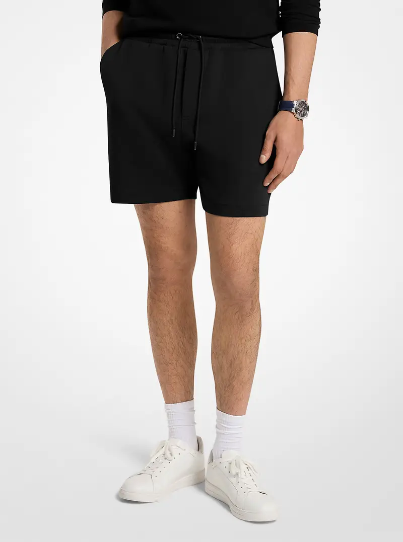 MK Shorts in misto cotone con tasche e logo - Nero - Michael Kors