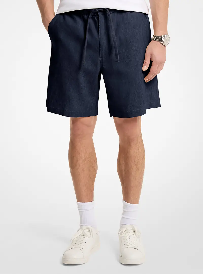 MK Shorts in misto lino - Blu - Michael Kors