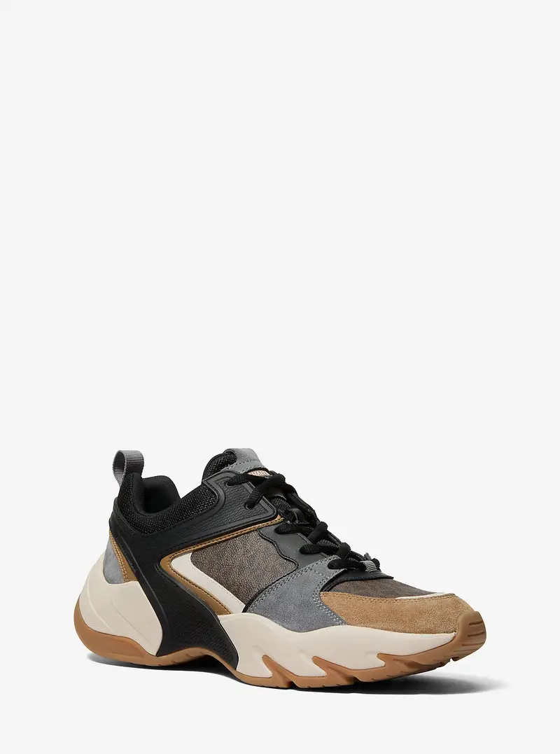 MK Sneaker Chase in materiale misto - Marrone - Michael Kors