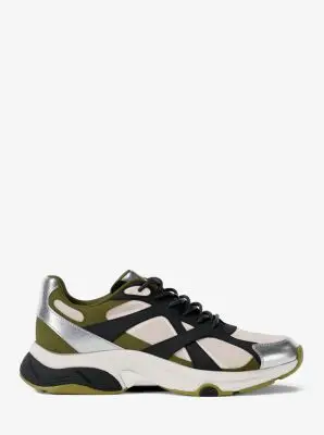 MK Sneaker Leo in materiale misto - Verde - Michael Kors miniatura 2