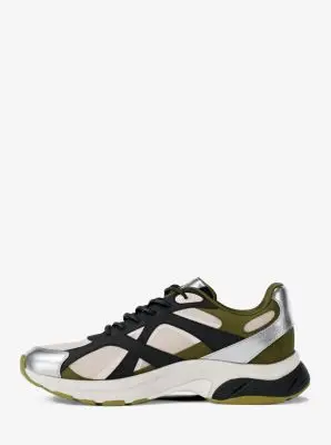 MK Sneaker Leo in materiale misto - Verde - Michael Kors miniatura 3
