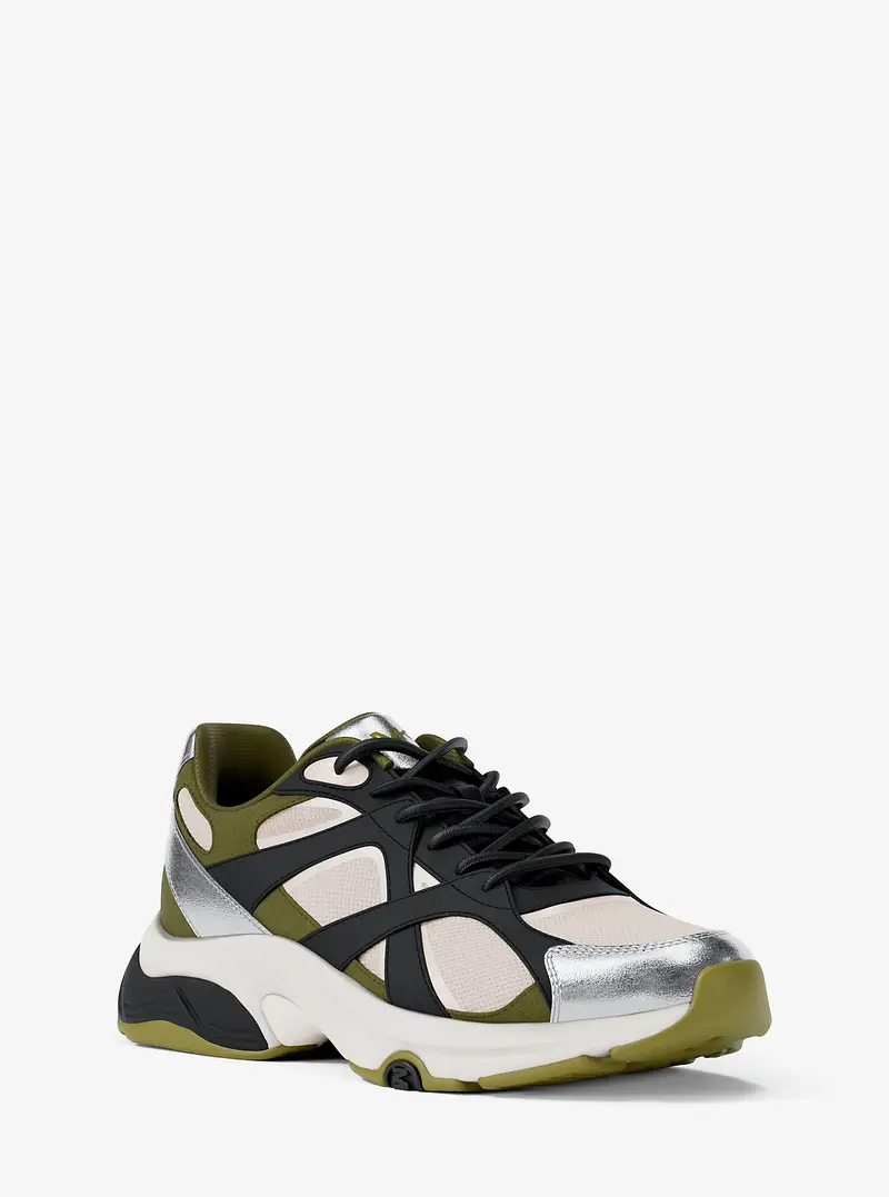 MK Sneaker Leo in materiale misto - Verde - Michael Kors