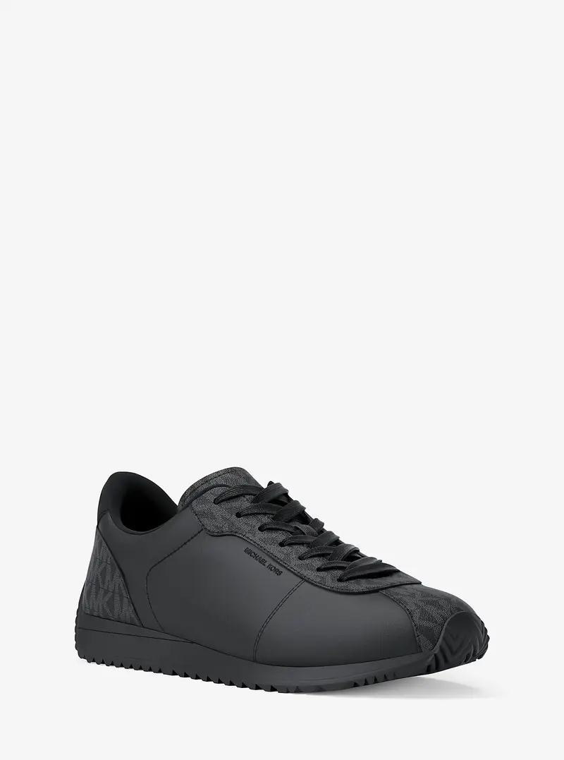 MK Sneaker Rhodes in pelle con logo - Nero - Michael Kors
