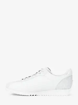 MK Sneaker Rhodes in pelle e twill cordonato - Bianco - Michael Kors miniatura 2