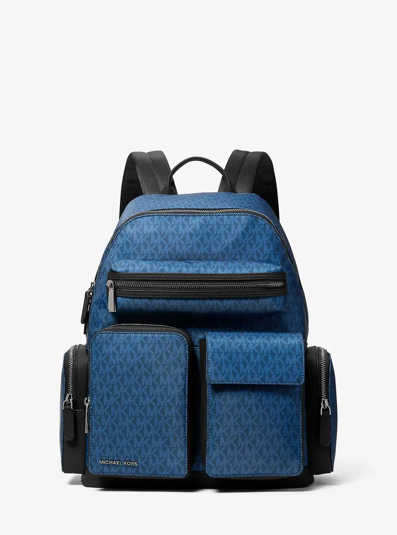MK Zaino cargo Brooklyn medio con stampa logo - Blu - Michael Kors miniatura 3