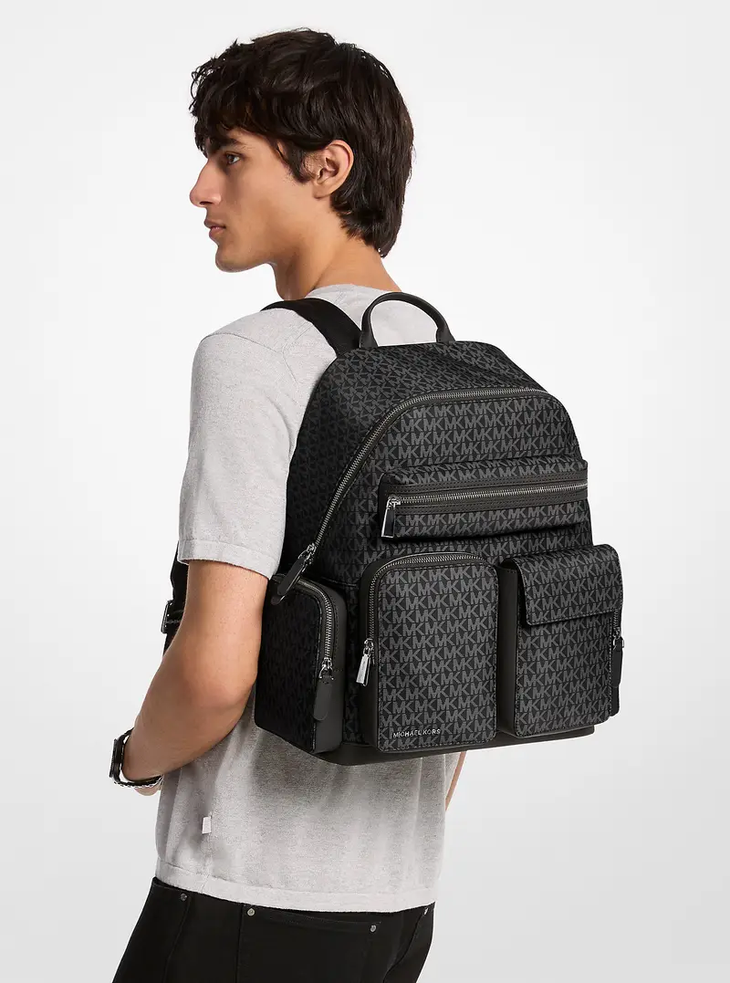 MK Zaino cargo Brooklyn medio con stampa logo - Nero - Michael Kors miniatura 3
