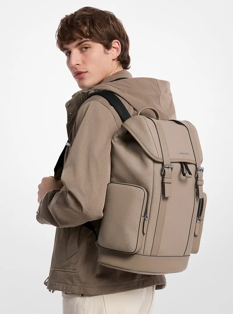 MK Zaino Hudson in pelle martellata - Naturale - Michael Kors miniatura 3