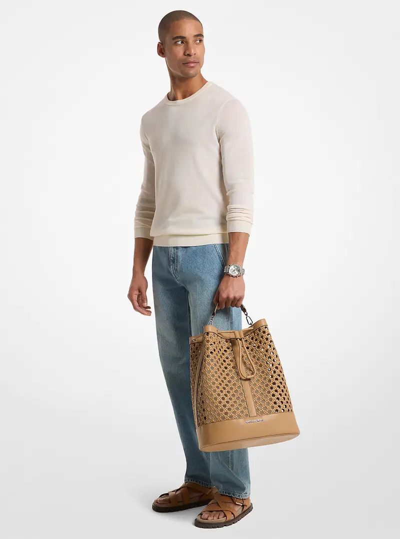 MK Zaino Whitley medio intrecciato a mano - Marrone - Michael Kors miniatura 3