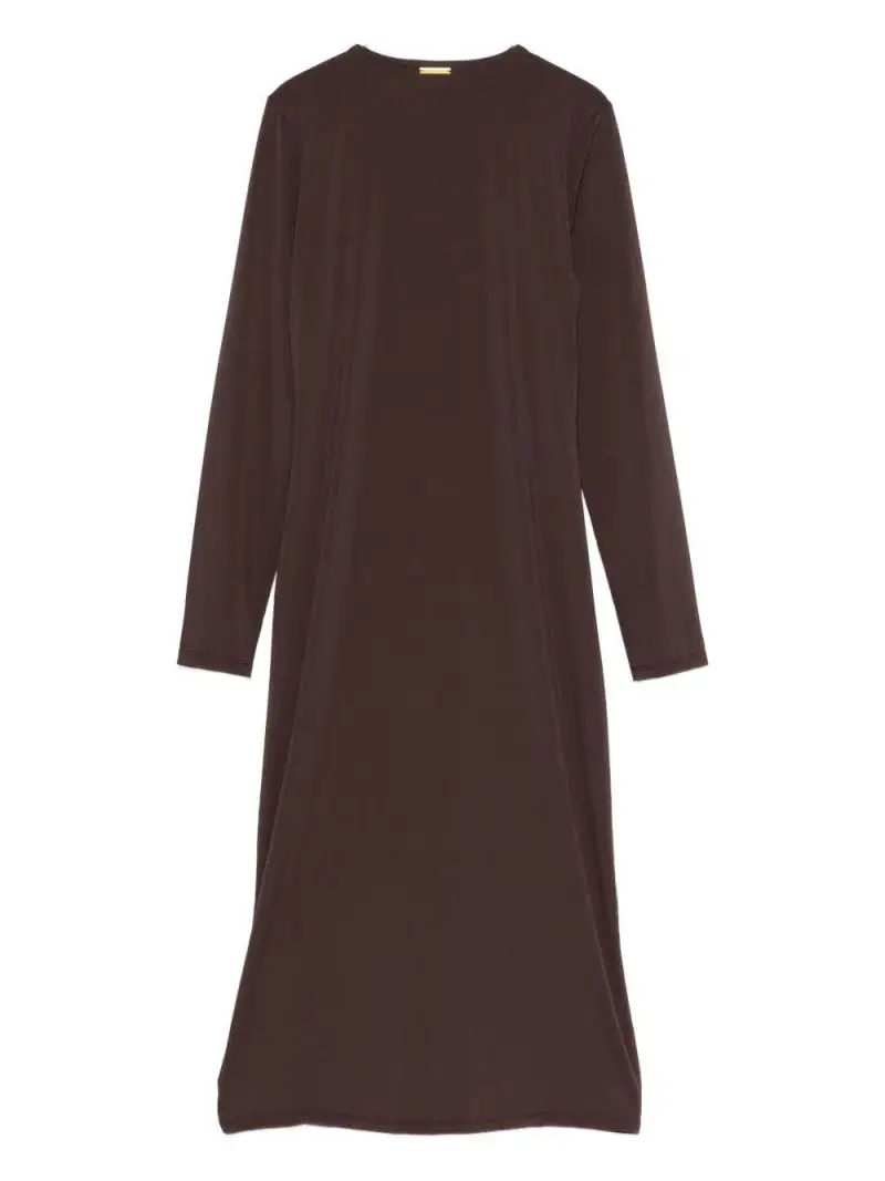 Michael Kors Abito lungo marrone con dettagli arricciati miniatura 2