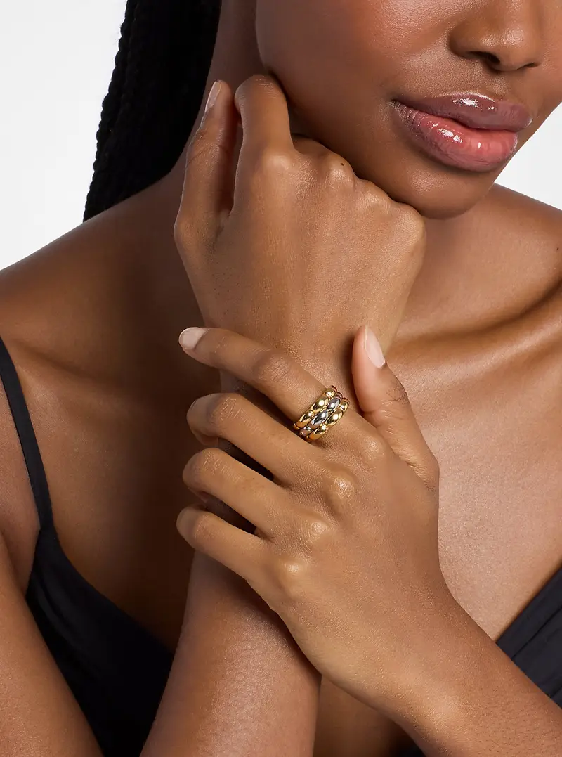 MK Anello a tre maglie bicolore - Argento - Michael Kors miniatura 3