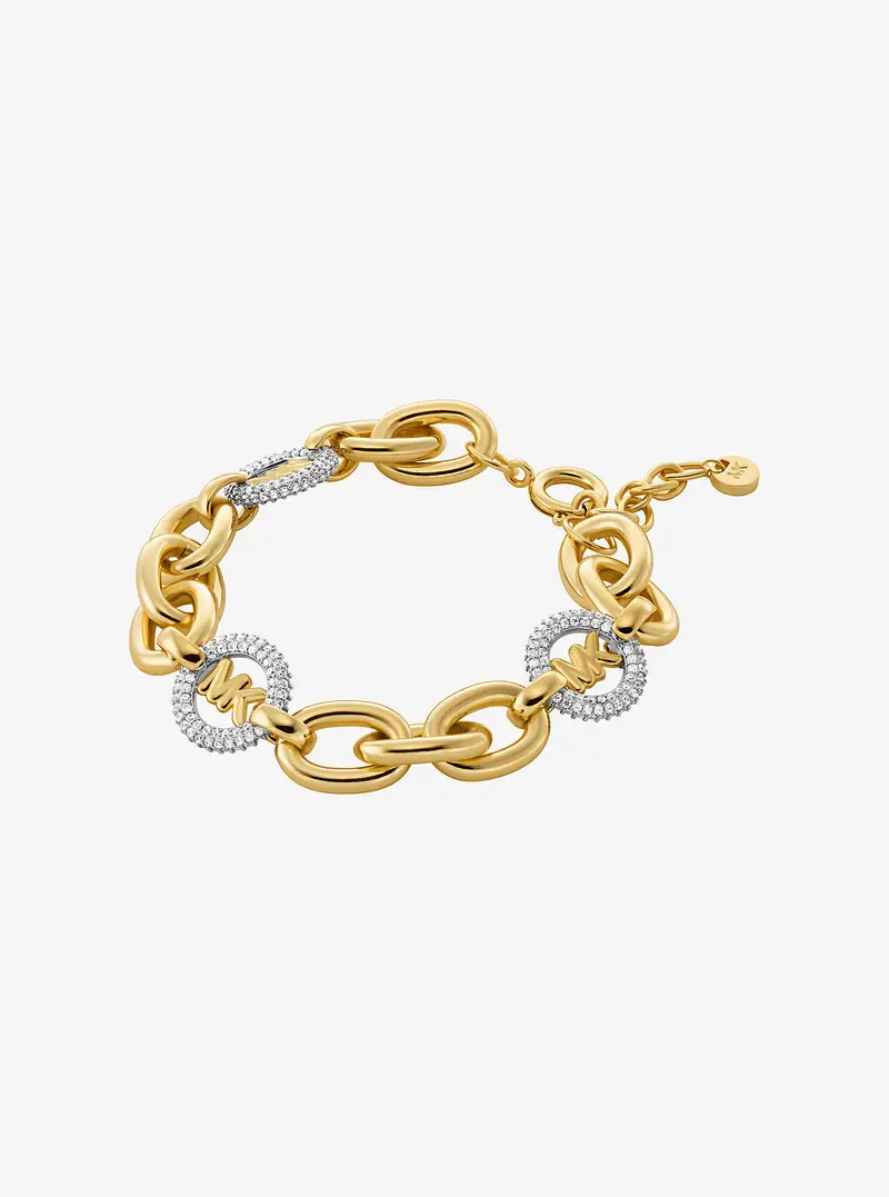 MK Bracciale a catena con ciondolo con logo e pavé - Argento - Michael Kors