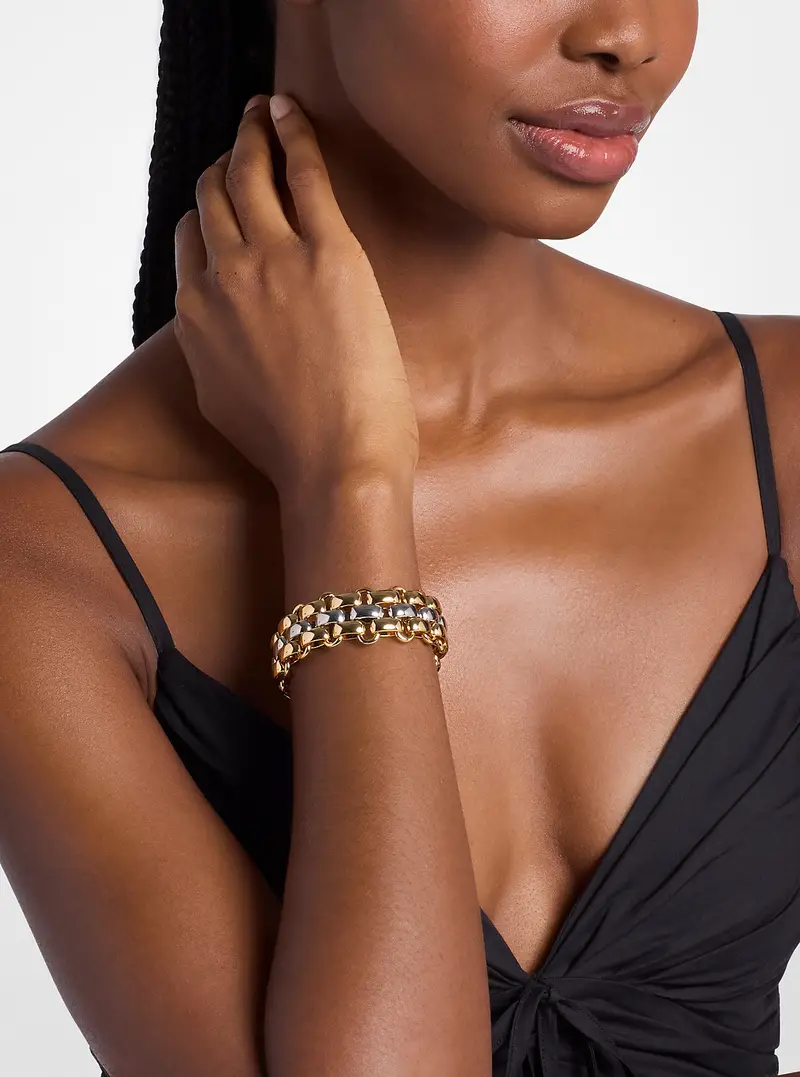 MK Bracciale a tre maglie bicolore - Argento - Michael Kors miniatura 3