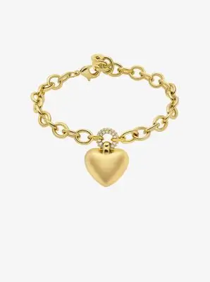 MK Bracciale con pendente a cuore bombato con pavé - Oro - Michael Kors miniatura 2