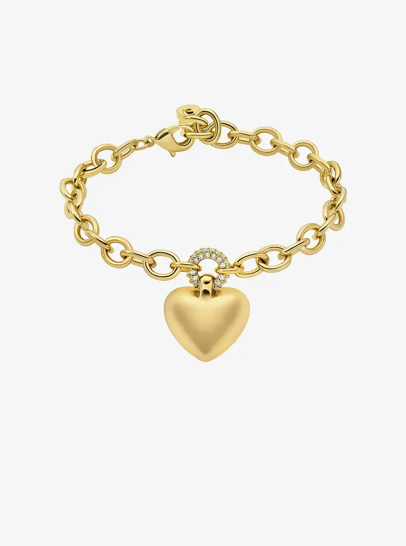 MK Bracciale con pendente a cuore bombato con pavé - Oro - Michael Kors