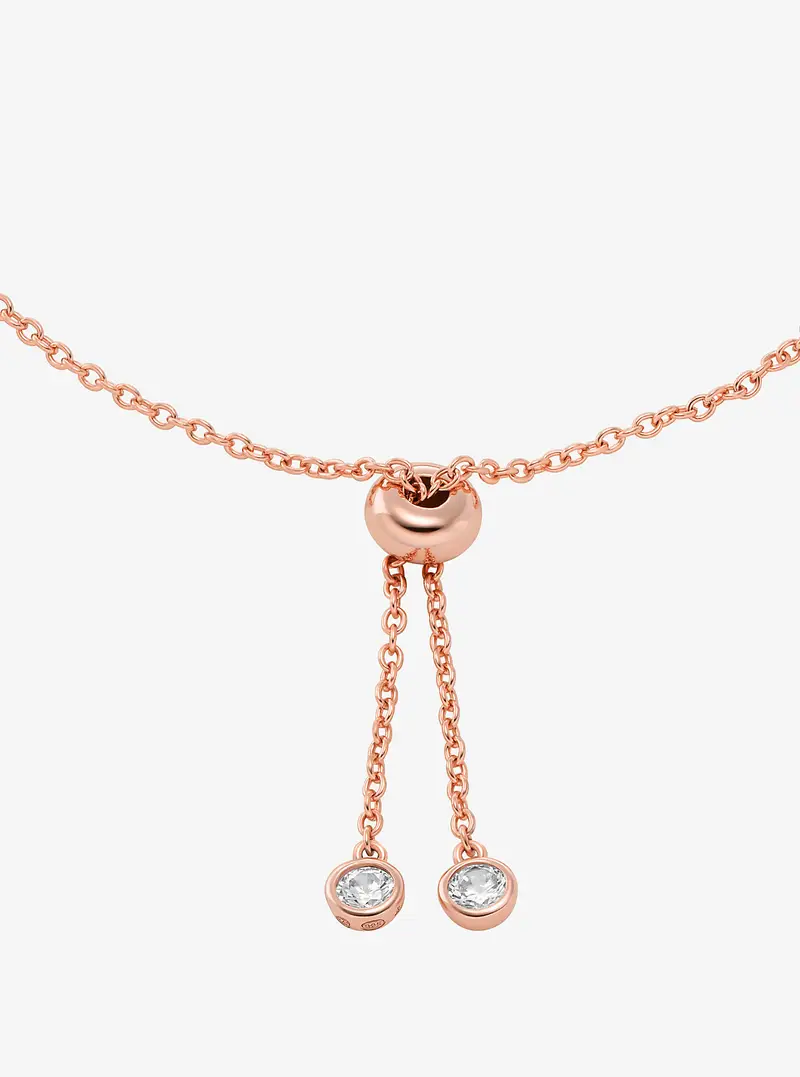 MK Bracciale Fulton con cursore, placcatura in metallo prezioso e logo pavé - Oro Rosa - Michael Kors miniatura 2