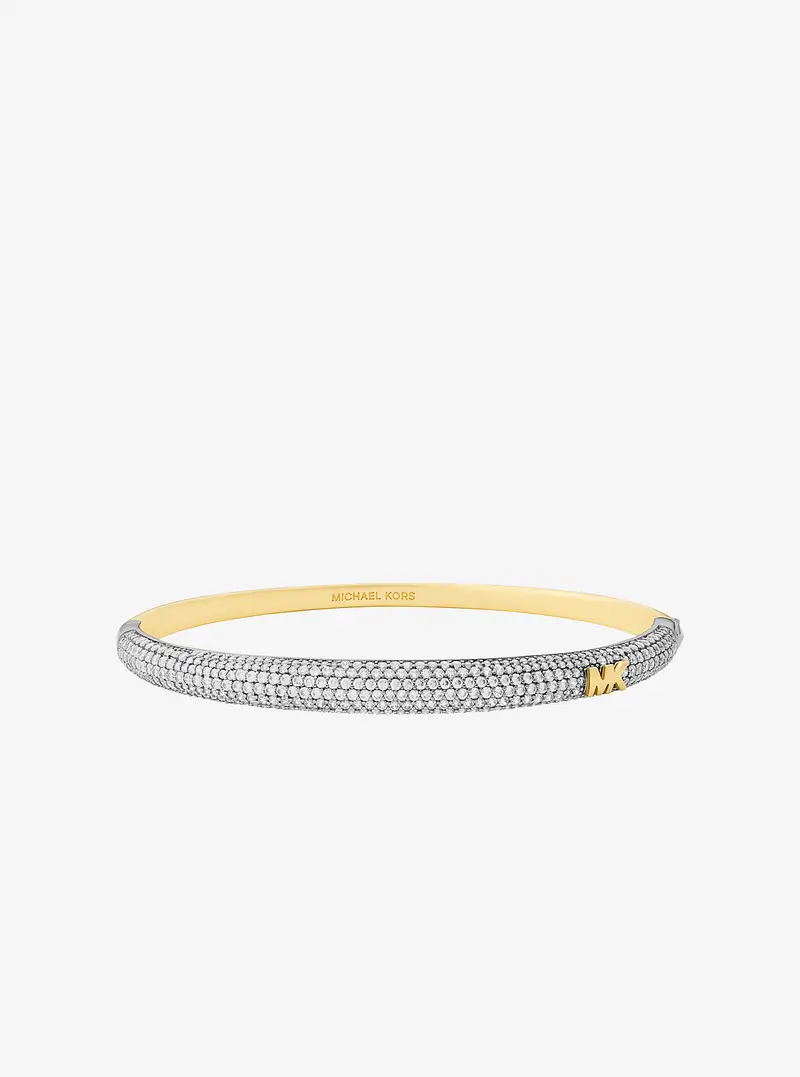 MK Bracciale rigido bombato bicolore con pavé - Argento - Michael Kors