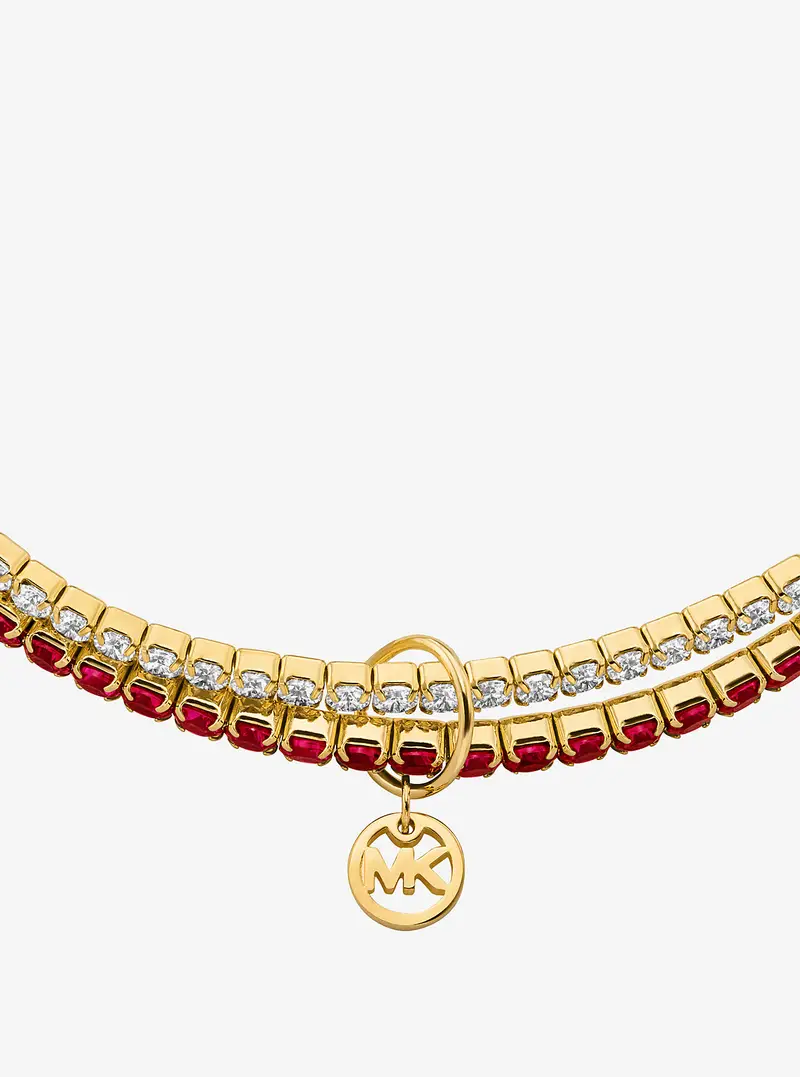 MK Bracciale tennis flessibile a doppio giro con zirconia cubica - Oro - Michael Kors miniatura 2