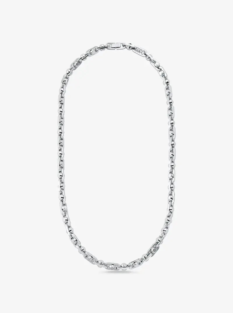 MK Collana Astor con maglie a catena media in ottone placcato in metallo prezioso - Argento - Michael Kors