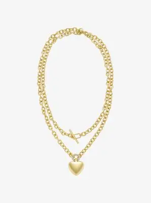 MK Collana con pendente bombato a forma di cuore con pavé - Oro - Michael Kors miniatura 2