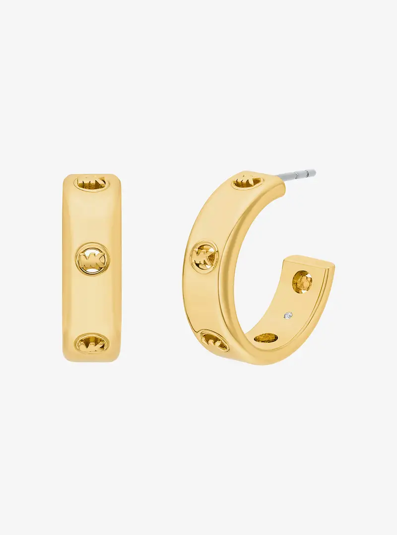 MK Orecchini Huggie con logo - Oro - Michael Kors