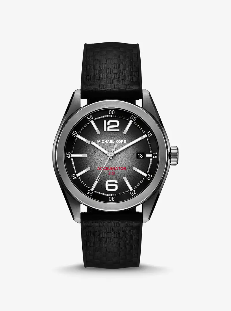 MK Orologio Accelerator 2 0 oversize tonalità canna di fucile con cinturino in silicone testurizzato - Nero - Michael Kors