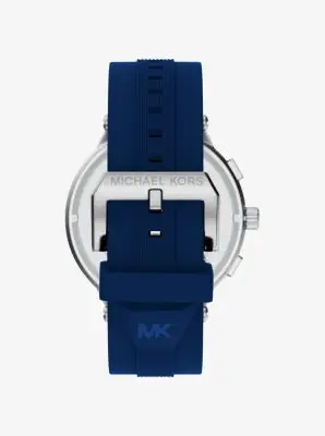 MK Orologio Billie oversize in tonalità argento con cinturino in silicone - Blu - Michael Kors miniatura 2