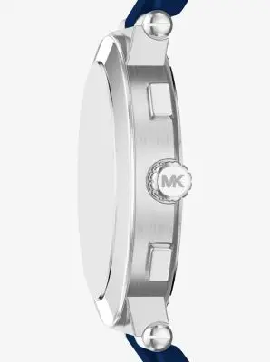 MK Orologio Billie oversize in tonalità argento con cinturino in silicone - Blu - Michael Kors miniatura 3