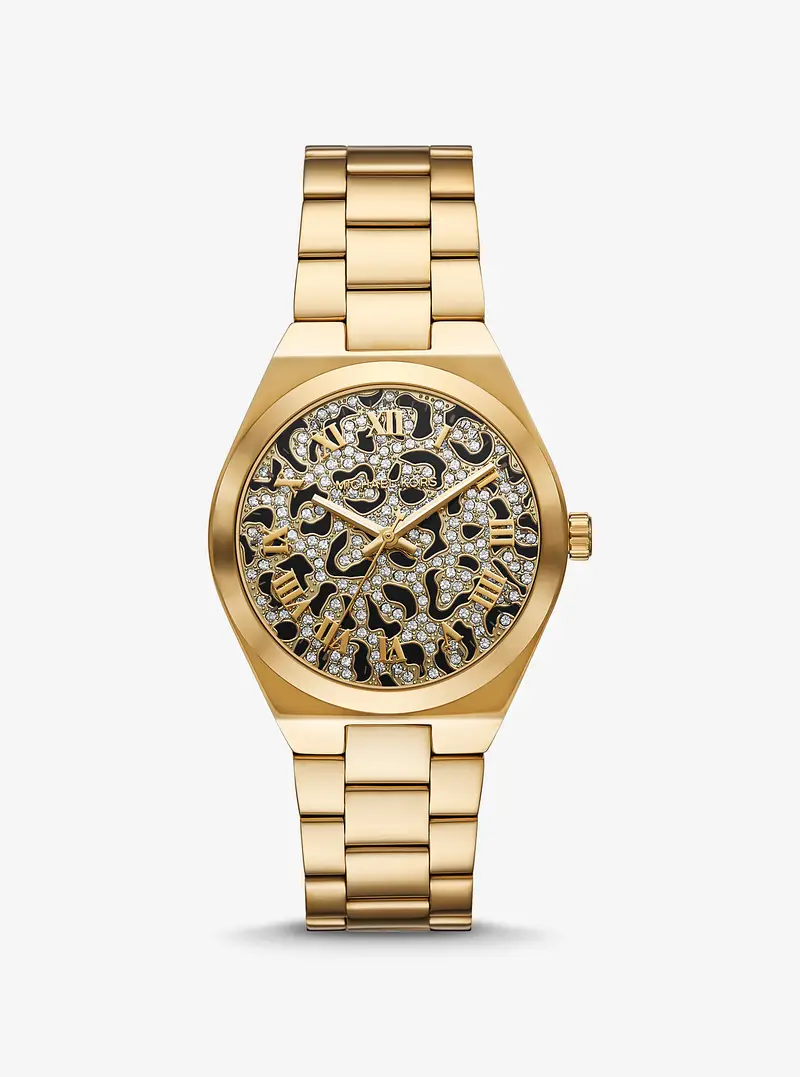MK Orologio Lennox tonalità oro con motivo animalier e pavé - Oro - Michael Kors