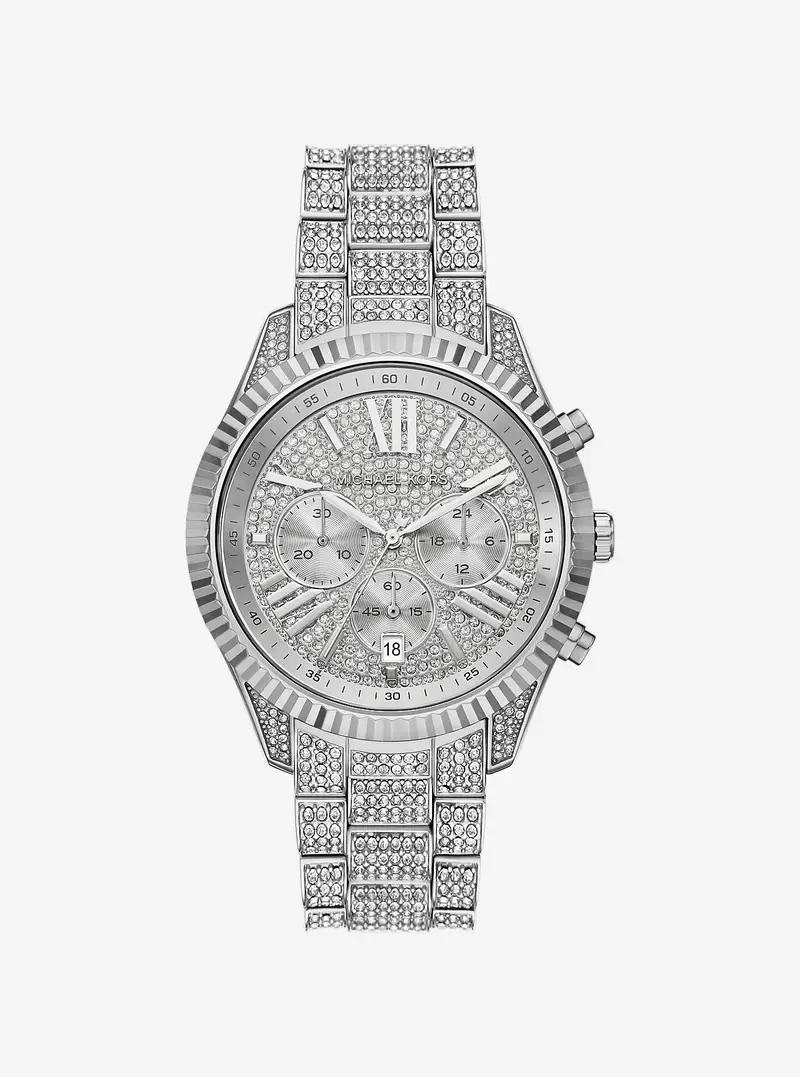 MK Orologio Lexington oversize tonalità argento con pavé - Argento - Michael Kors