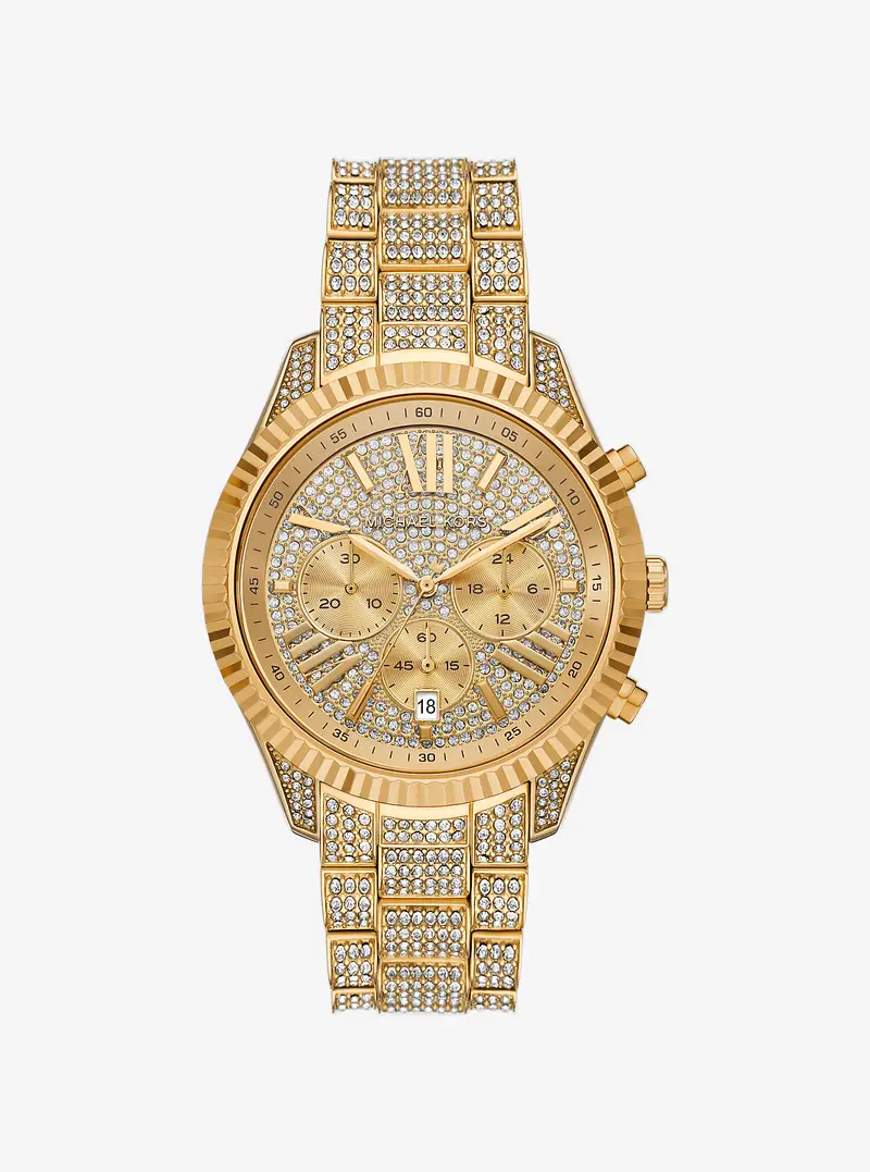 MK Orologio Lexington oversize tonalità oro con pavé - Oro - Michael Kors miniatura 3