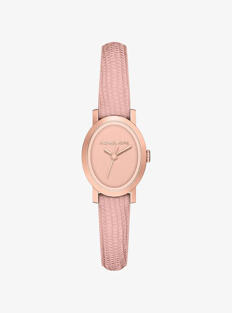 MK Orologio Maude Petite in tonalità oro rosa con cinturino in pelle stampa lucertola - Rosa - Michael Kors