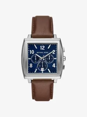 MK Orologio oversize Rhys tonalità argento con cinturino in pelle - Argento - Michael Kors miniatura 2