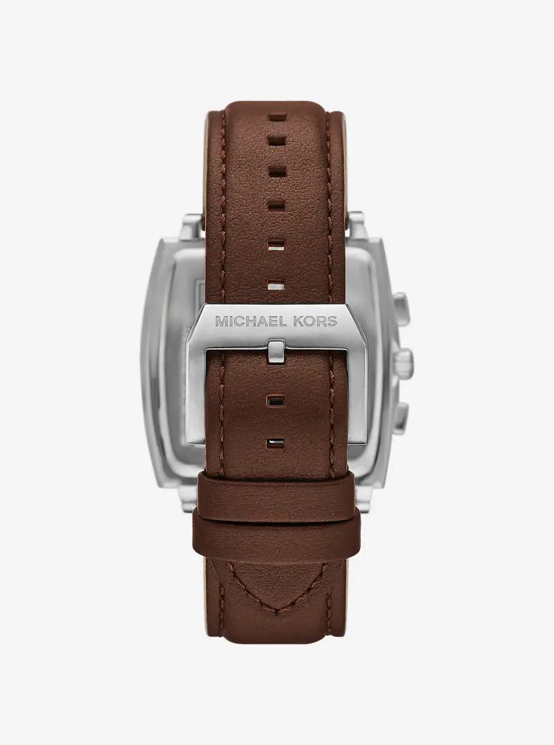 MK Orologio oversize Rhys tonalità argento con cinturino in pelle - Argento - Michael Kors miniatura 3