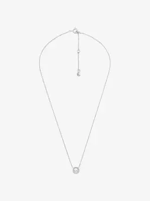 MK Set orecchini e collana Fulton con ciondolo con logo in argento sterling placcato in metallo prezioso con pavé - Argento - Michael Kors miniatura 2