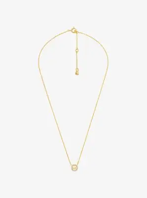 MK Set orecchini e collana Fulton con ciondolo con logo in argento sterling placcato in metallo prezioso con pavé - Oro - Michael Kors miniatura 2