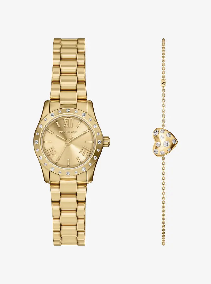 MK Set regalo orologio Lexington Petite e bracciale con cuore tonalità oro con pavé - Oro - Michael Kors