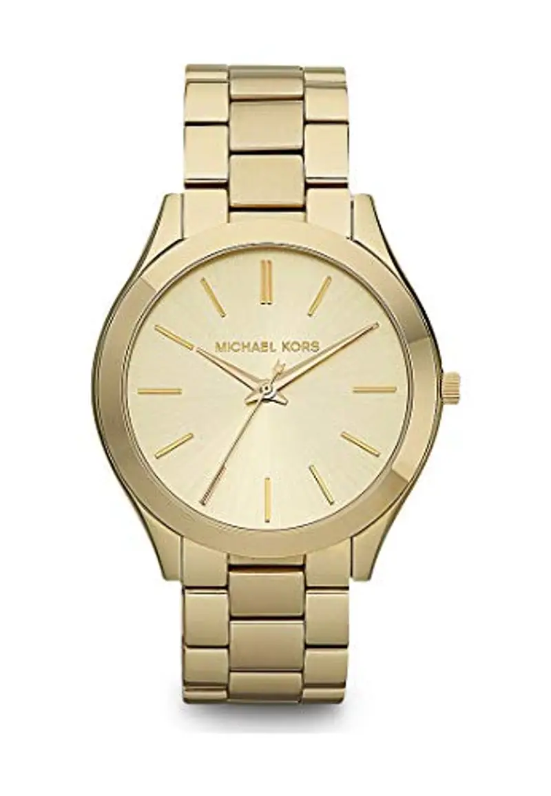 Michael Kors Orologio Quarzo Donna, misura cassa 42.00mm con quadrante Champagne Analogico e cinturino Oro in Cinturino