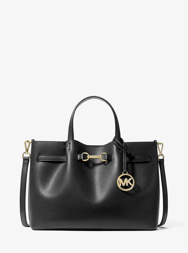 MK Borsa a mano Carson media in pelle martellata - Nero - Michael Kors