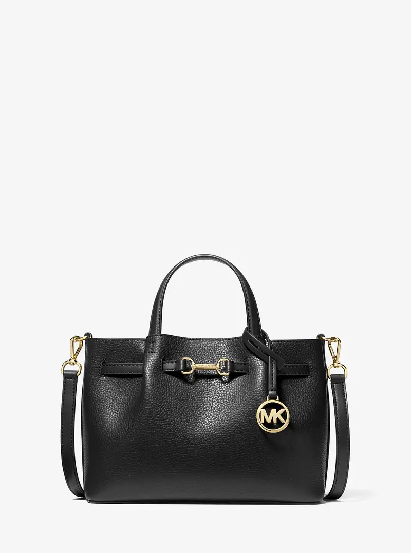 MK Borsa a mano Carson piccola in pelle martellata - Nero - Michael Kors