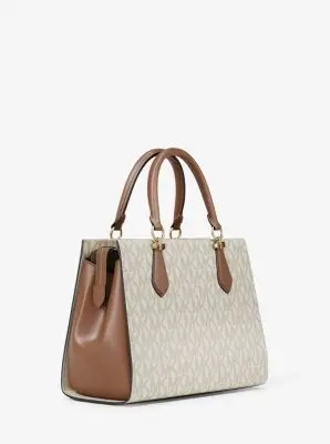 MK Borsa a mano convertibile Marilyn media con stampa logo - Naturale - Michael Kors miniatura 3