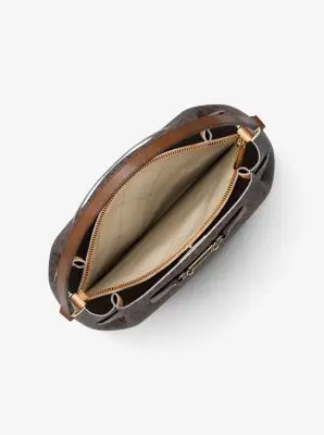 MK Borsa a secchiello convertibile Carson media con stampa logo - Marrone - Michael Kors miniatura 2