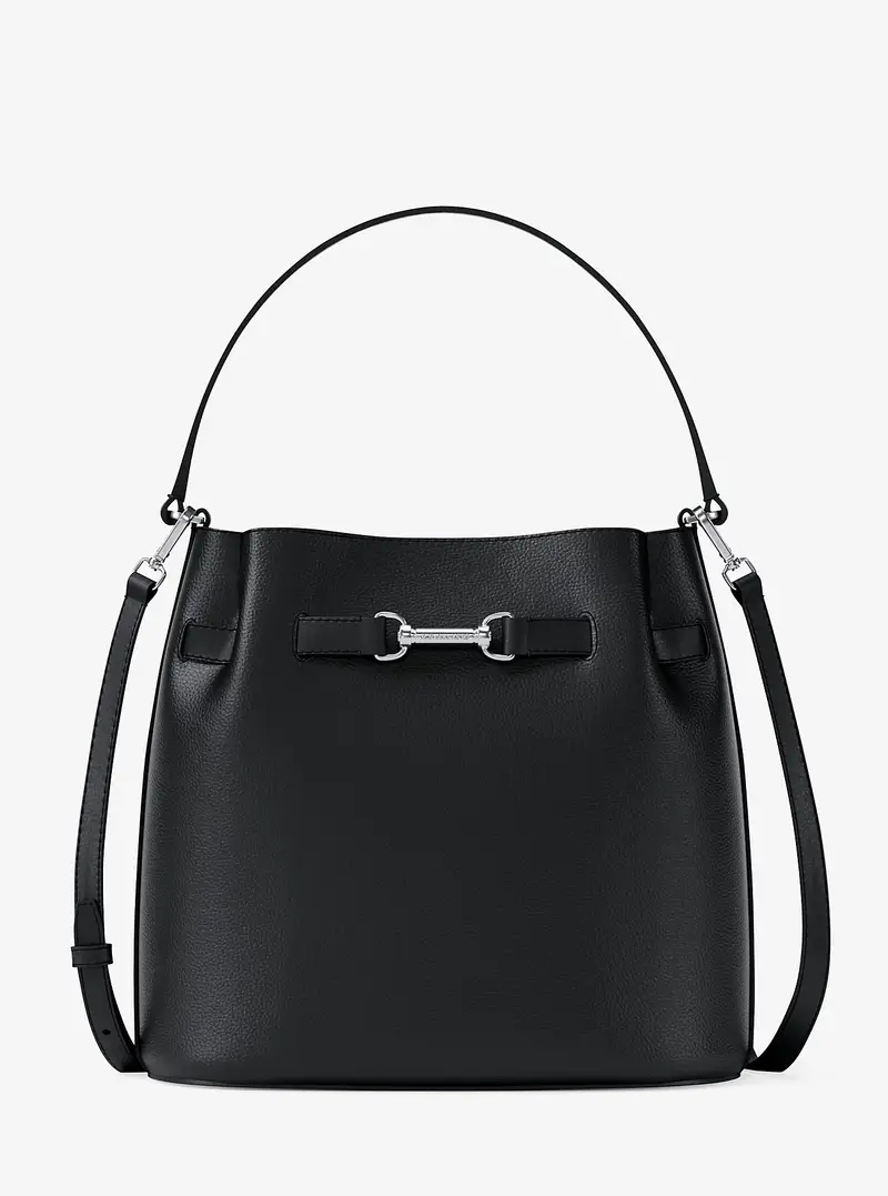 MK Borsa a secchiello convertibile Carson media in pelle martellata - Nero - Michael Kors